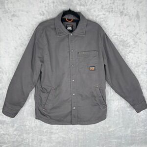 Timberland PRO Rain Repel Jacket Mens M Gray Workwear Coat Fleece Lined Snap